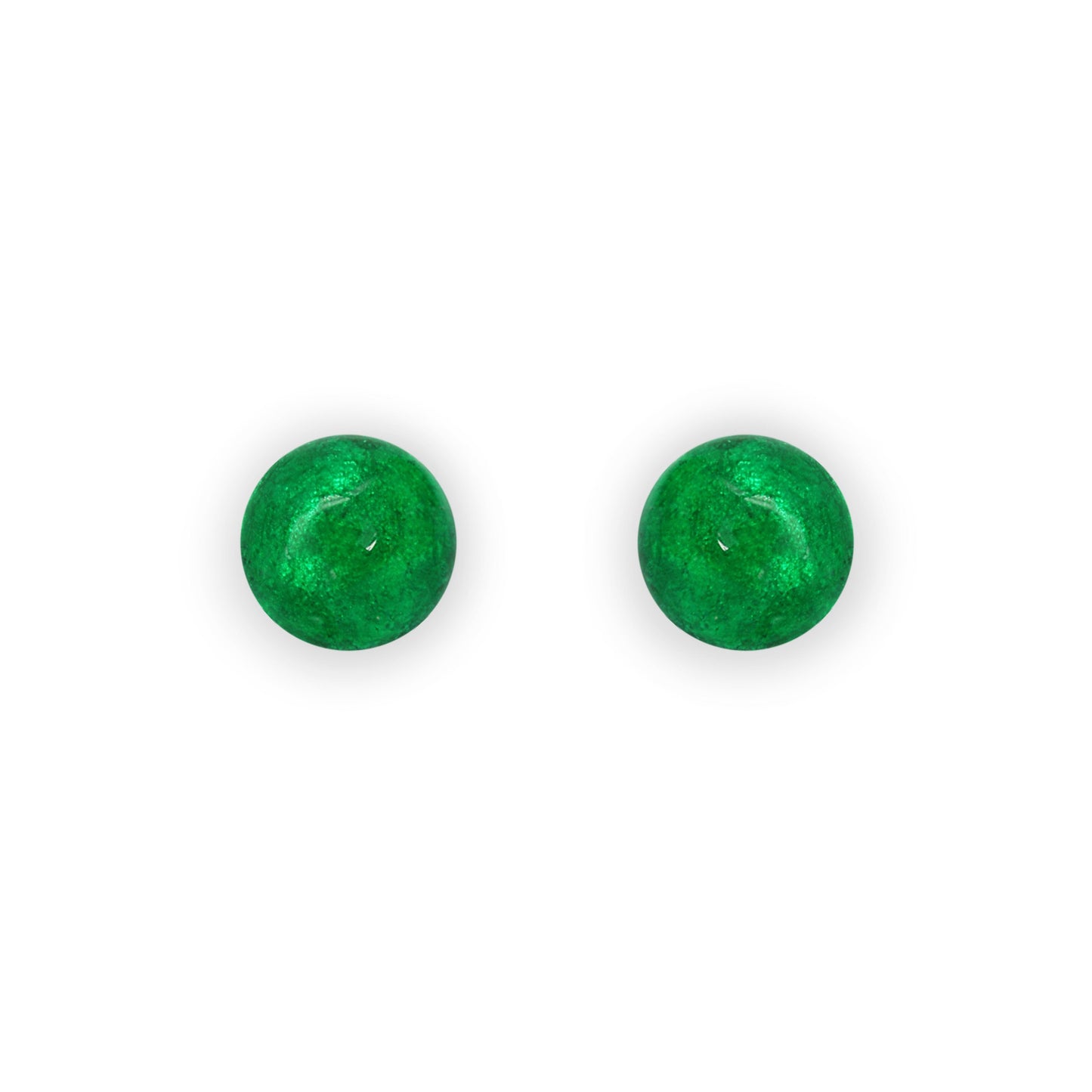 Emerald Cabouchon Shiny Small Stud Earrings | The Jewellery Stop