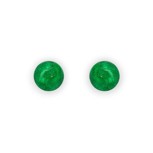 Emerald Cabouchon Shiny Small Stud Earrings | The Jewellery Stop