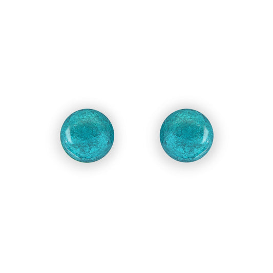 Verdigris Cabouchon Shiny Small Stud Earrings | The Jewellery Stop