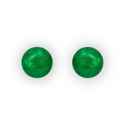 Emerald Cabouchon Shiny Medium Stud Earrings | The Jewellery Stop