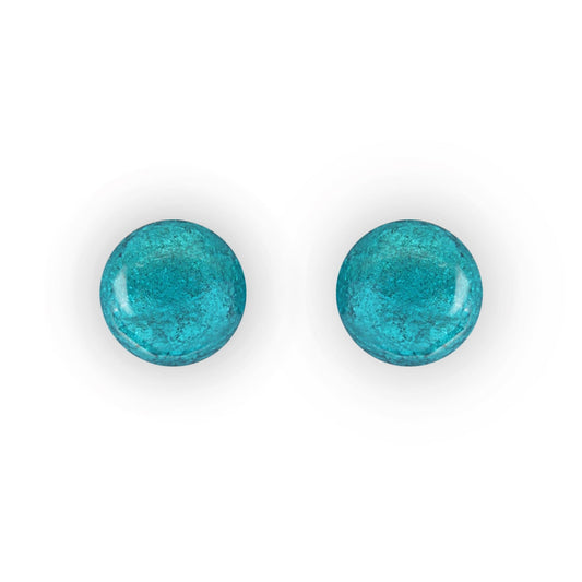 Verdigris Cabouchon Shiny Medium Stud Earrings | The Jewellery Stop