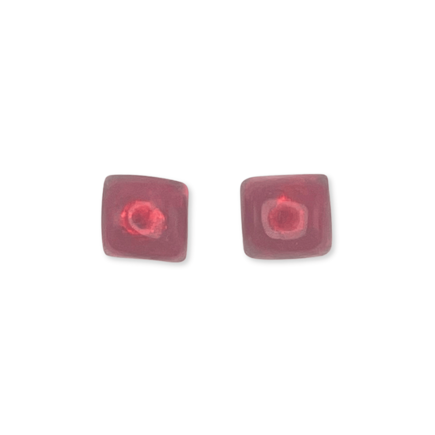 Red Cabouchon Squares Shiny Stud Earrings