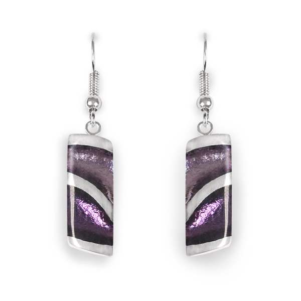 Purple Lava Shiny Fish Hook Earrings | The Jewellery Stop