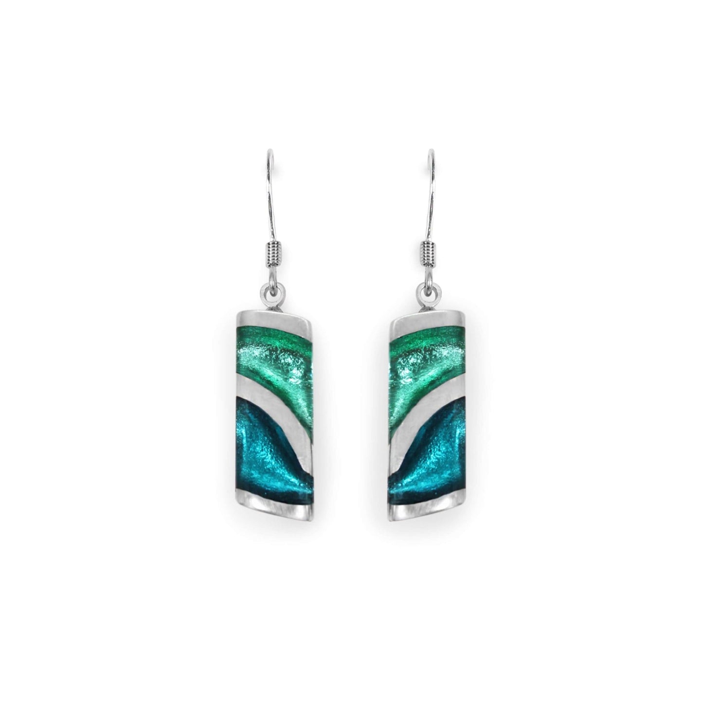 Verdigris Lava Shiny Fish Hook Earrings | The Jewellery Stop