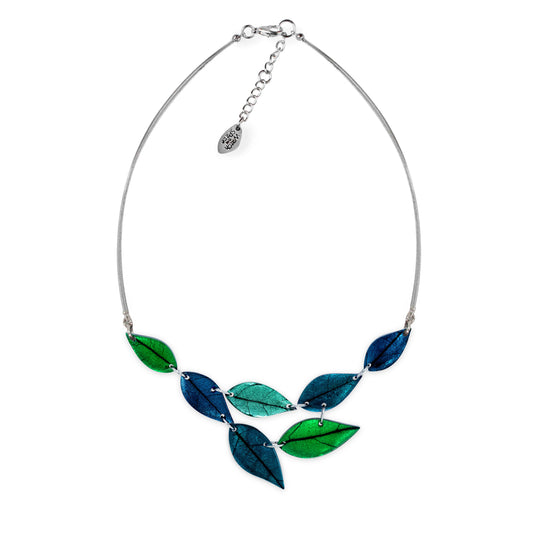 Verdigris Skeletal Leaf Shiny Necklace