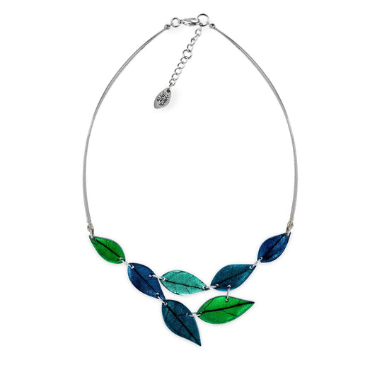 Verdigris Skeletal Leaf Shiny Necklace | The Jewellery Stop