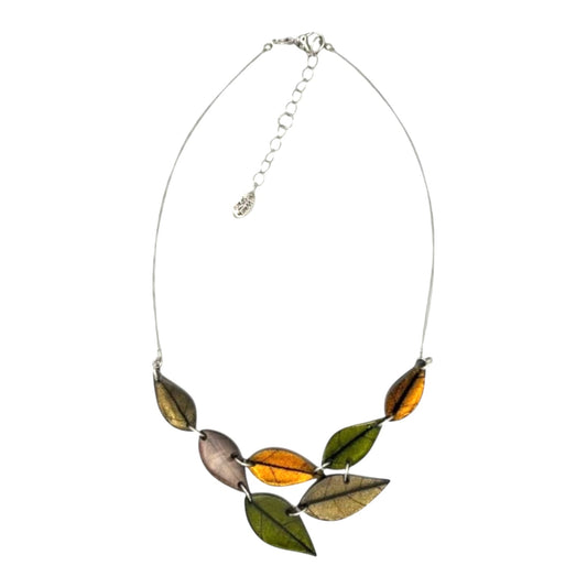 Pistachio Skeletal Leaf Shiny Necklace | The Jewellery Stop