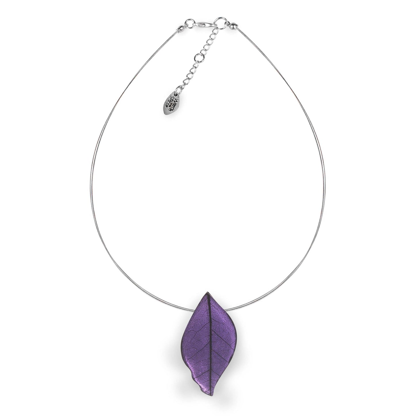 Lavender Skeletal Leaf Shiny Pendant | The Jewellery Stop