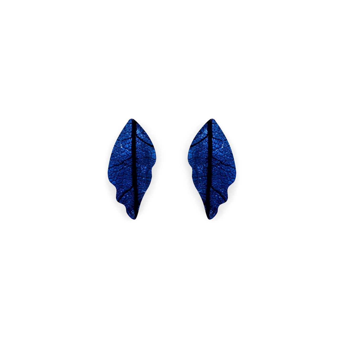 Atlantic Skeletal Leaf Shiny Stud Earrings | The Jewellery Stop