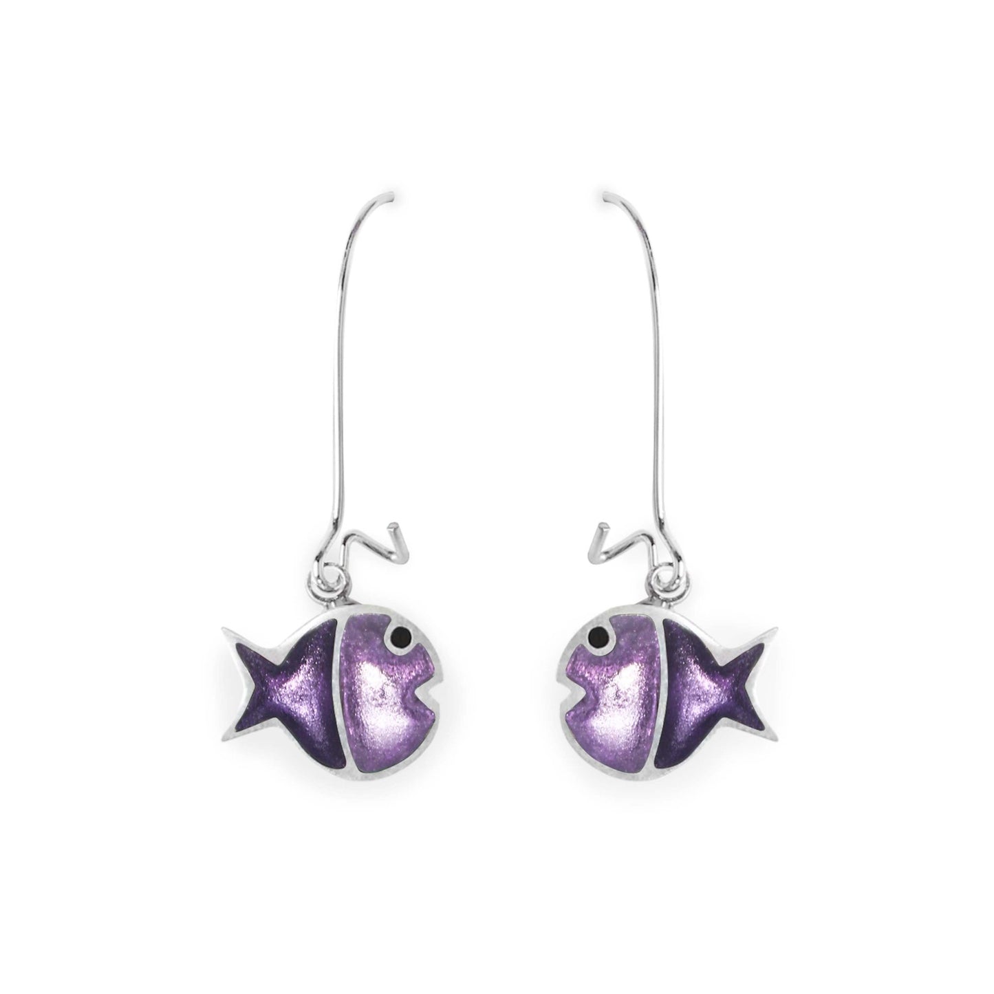 Sweetpea Bubble Fish Stripe Shiny Long Hook Earrings | The Jewellery Stop