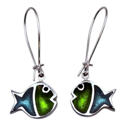 Zest Bubble Fish Stripe Shiny Long Hook Earrings