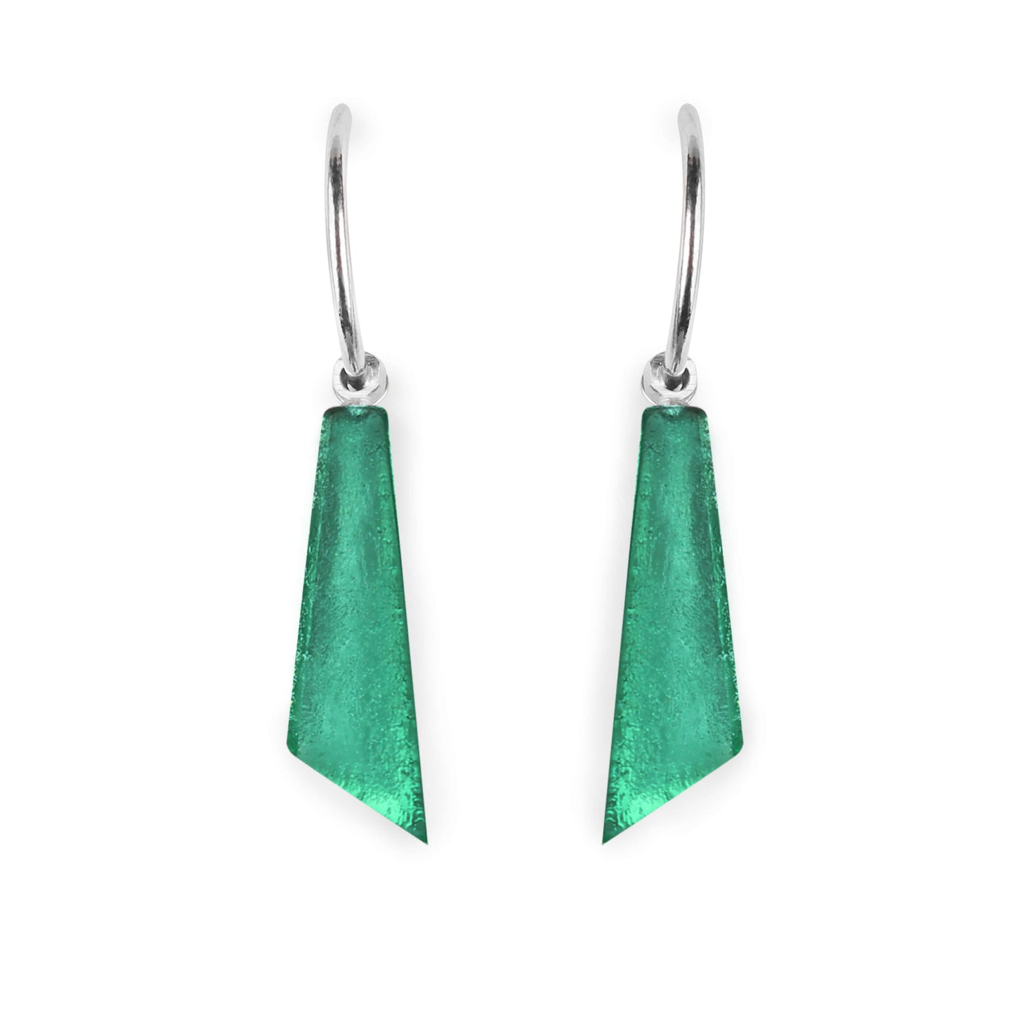 Verdigris Icicle Shiny Short Creole Earrings