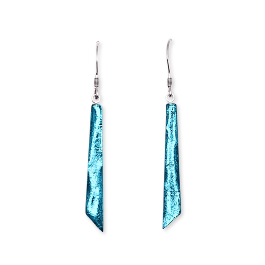Teal Icicle Shiny Long Fish Hook Earrings | The Jewellery Stop