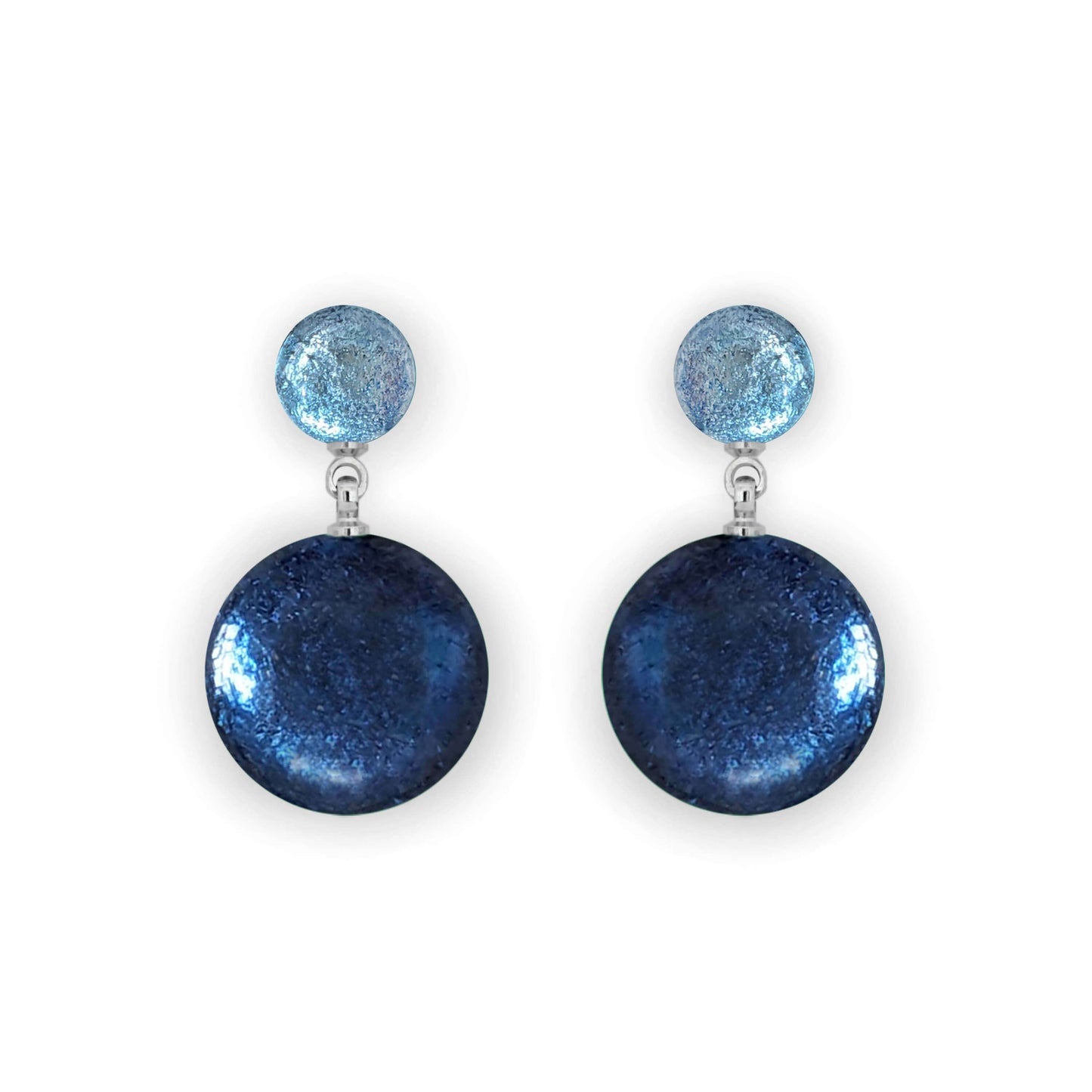 Atlantic Cabouchon Shiny Double Drop Stud Earrings | The Jewellery Stop