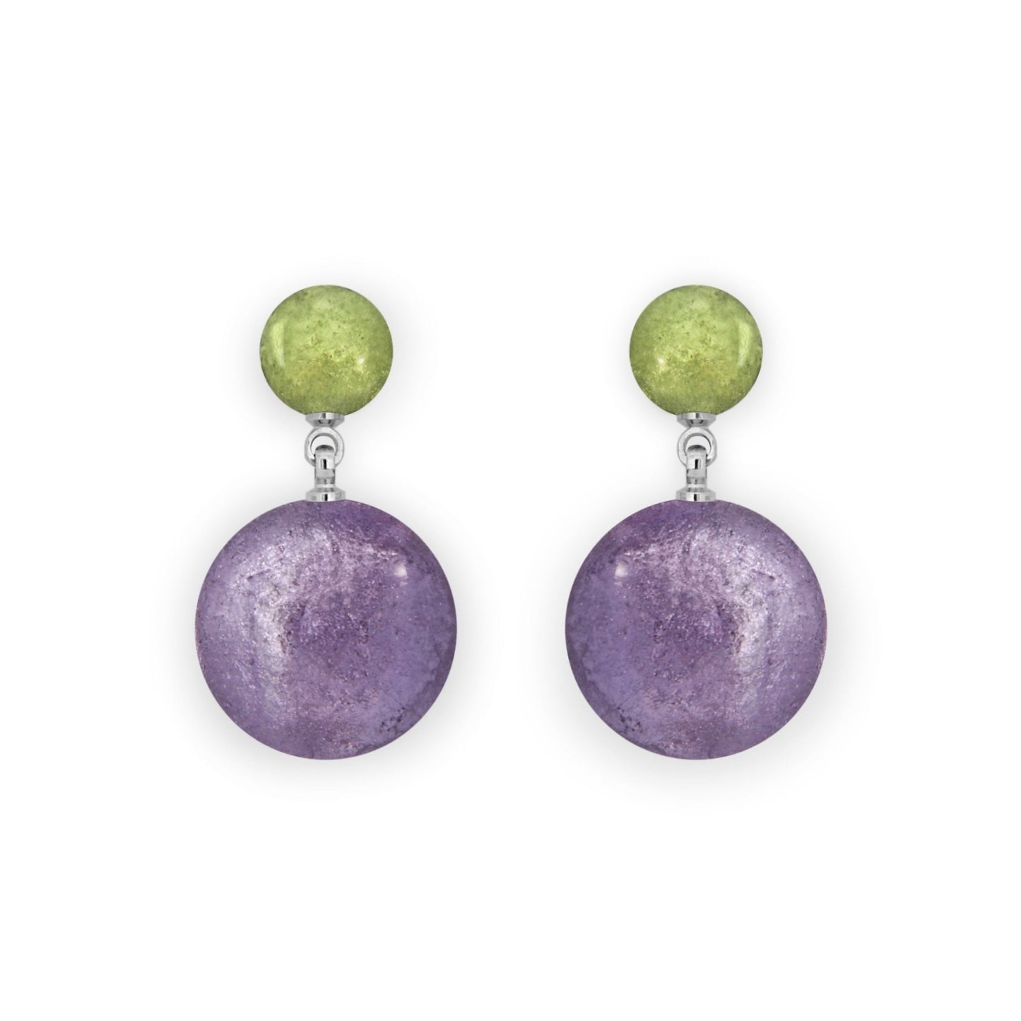 Nessie Cabouchon Shiny Double Drop Stud Earrings | The Jewellery Stop