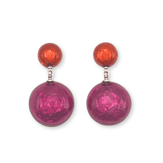 St Tropez Cabouchon Shiny Double Drop Stud Earrings | The Jewellery Stop