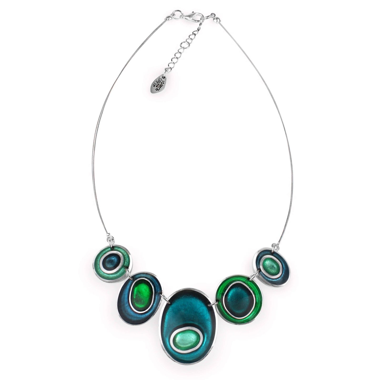 Verdigris Organic Circles Shiny Necklace | The Jewellery Stop