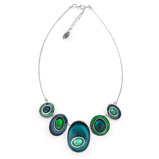 Verdigris Organic Circles Shiny Necklace