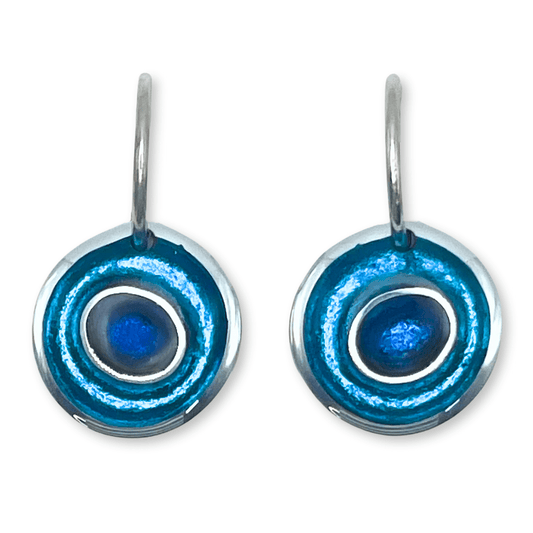 Turquoise Organic Circles Shiny Creole Earrings | The Jewellery Stop