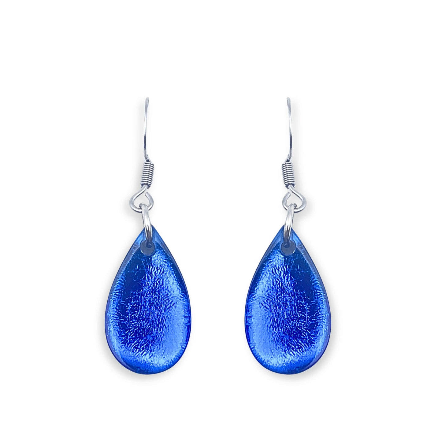 Azure Flower Shiny Petal Fish Hook Earrings