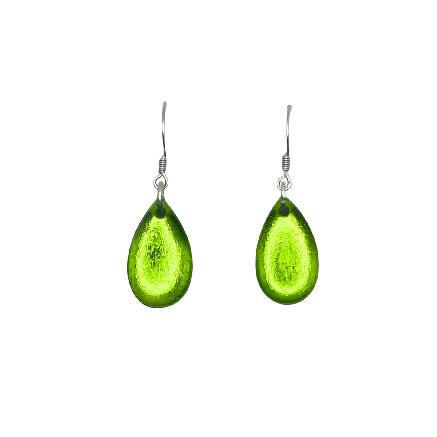 Lime Flower Shiny Petal Fish Hook Earrings | The Jewellery Stop