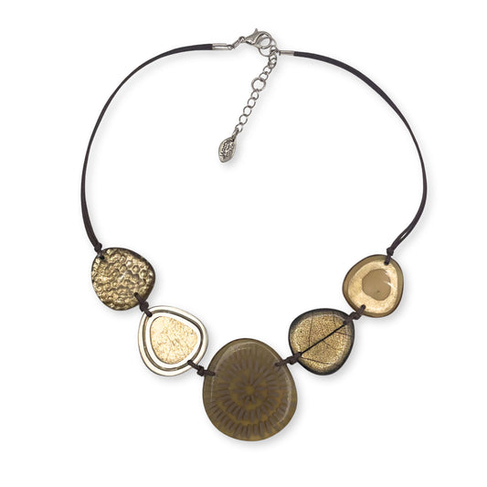 Gold Natural Eclectic Shiny Necklace on Cord