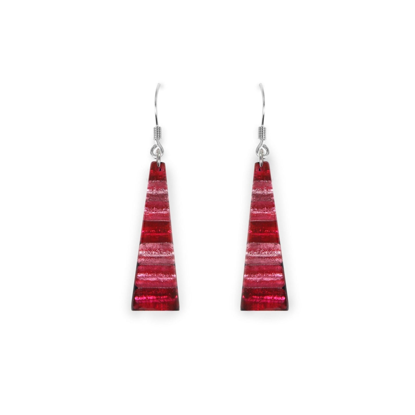 Flamingo Triangle Stripes Shiny Fish Hook Earrings | The Jewellery Stop