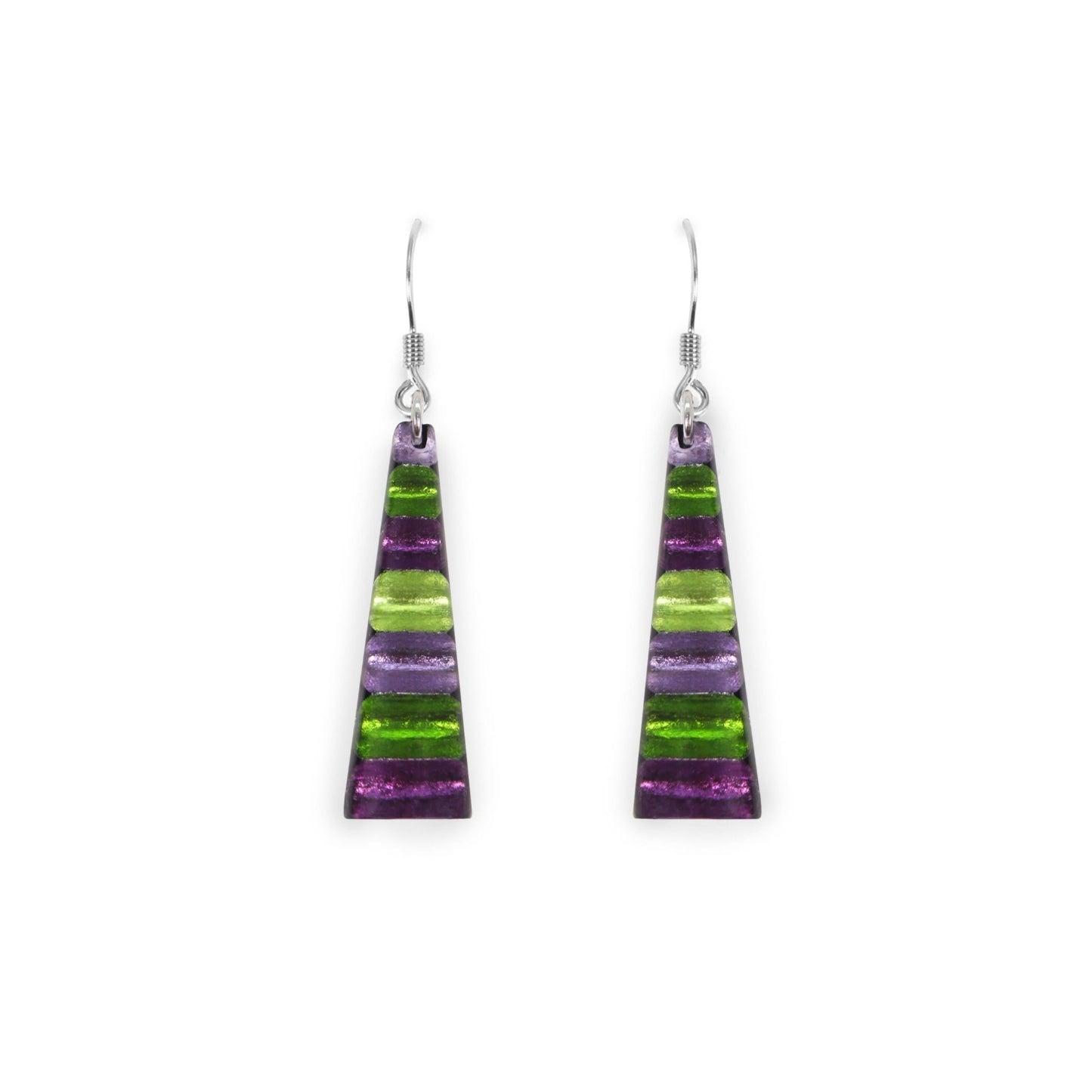 Nessie Triangle Stripes Shiny Fish Hook Earrings | The Jewellery Stop