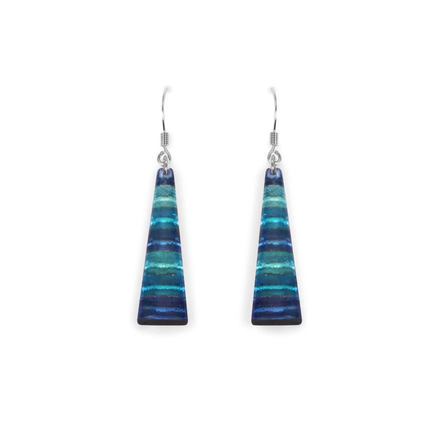 Turquoise Triangle Stripes Shiny Fish Hook Earrings | The Jewellery Stop