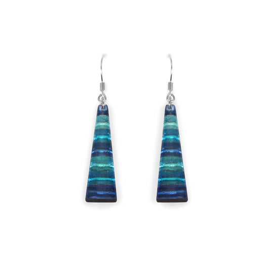 Turquoise Triangle Stripes Shiny Fish Hook Earrings | The Jewellery Stop