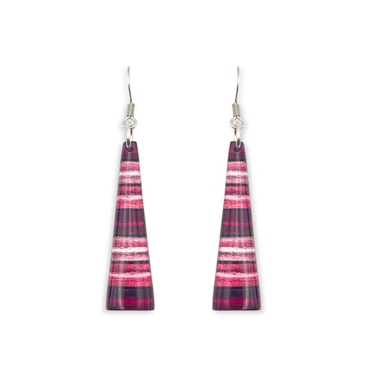 Peony Triangle Stripes Shiny Fish Hook Earrings