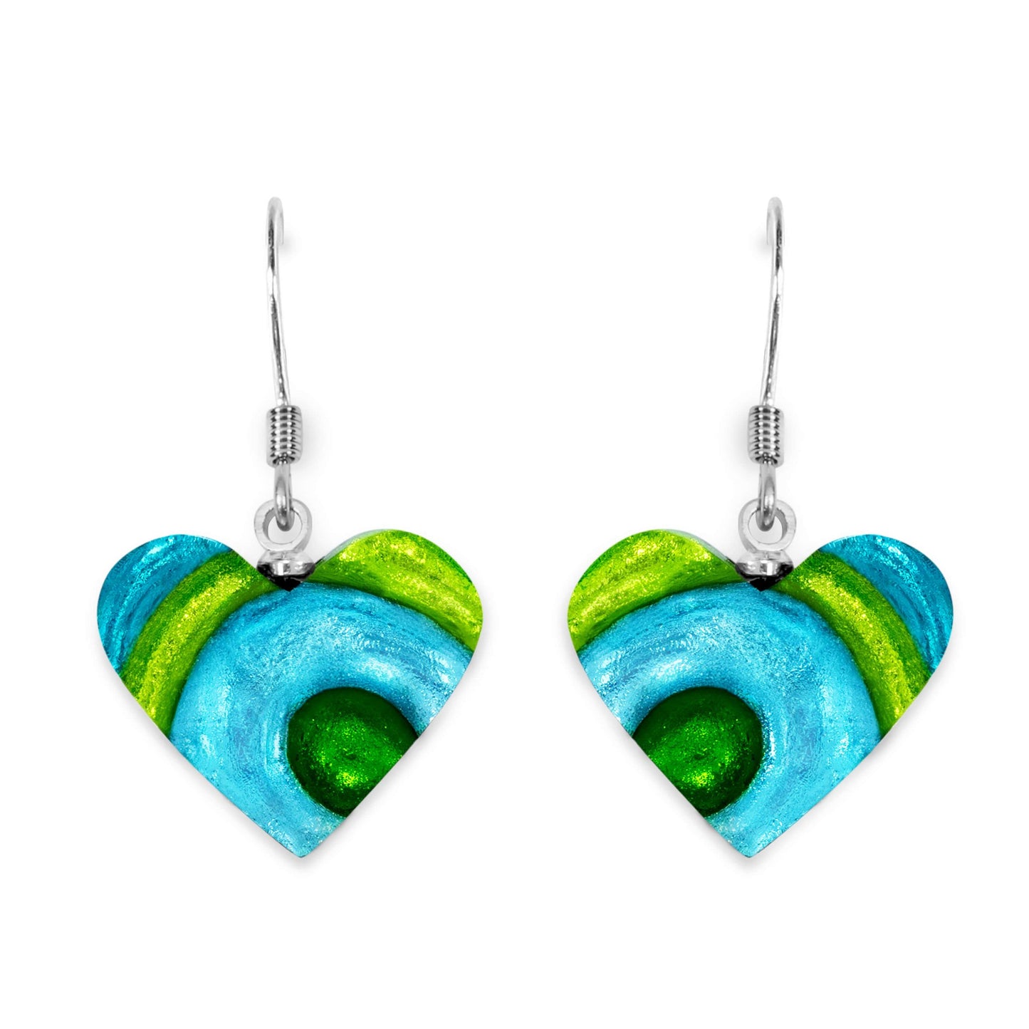 Neptune Heart Swirl Shiny Fish Hook Earrings | The Jewellery Stop