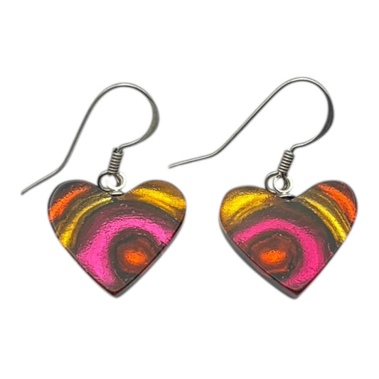 Tropical Heart Swirl Shiny Fish Hook Earrings | The Jewellery Stop