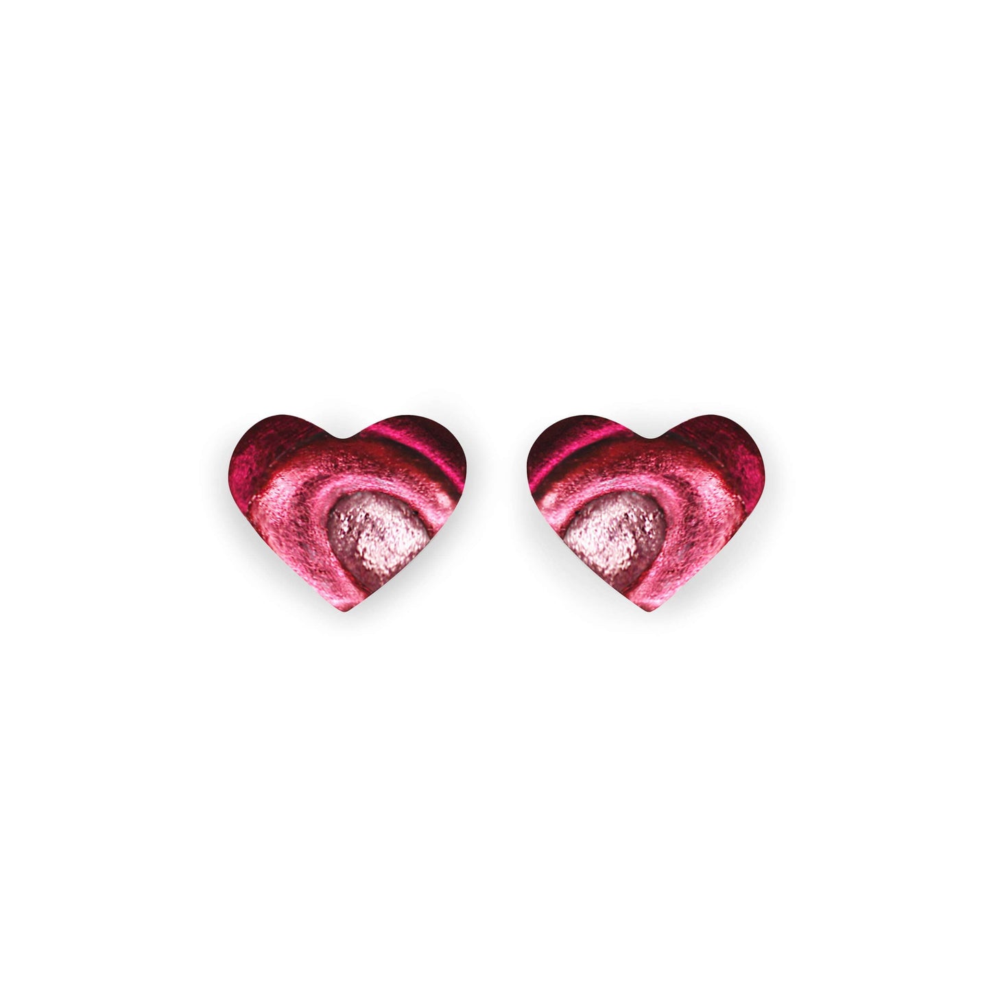 Flamingo Heart Swirl Shiny Stud Earrings | The Jewellery Stop
