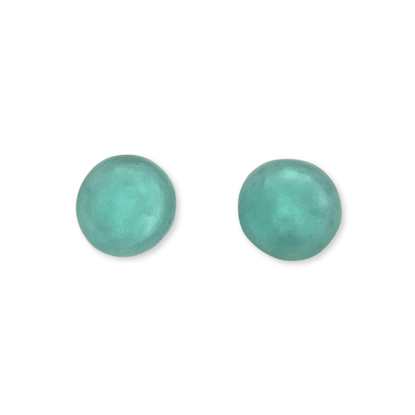 Mint Cabouchon Matte Medium Stud Earrings