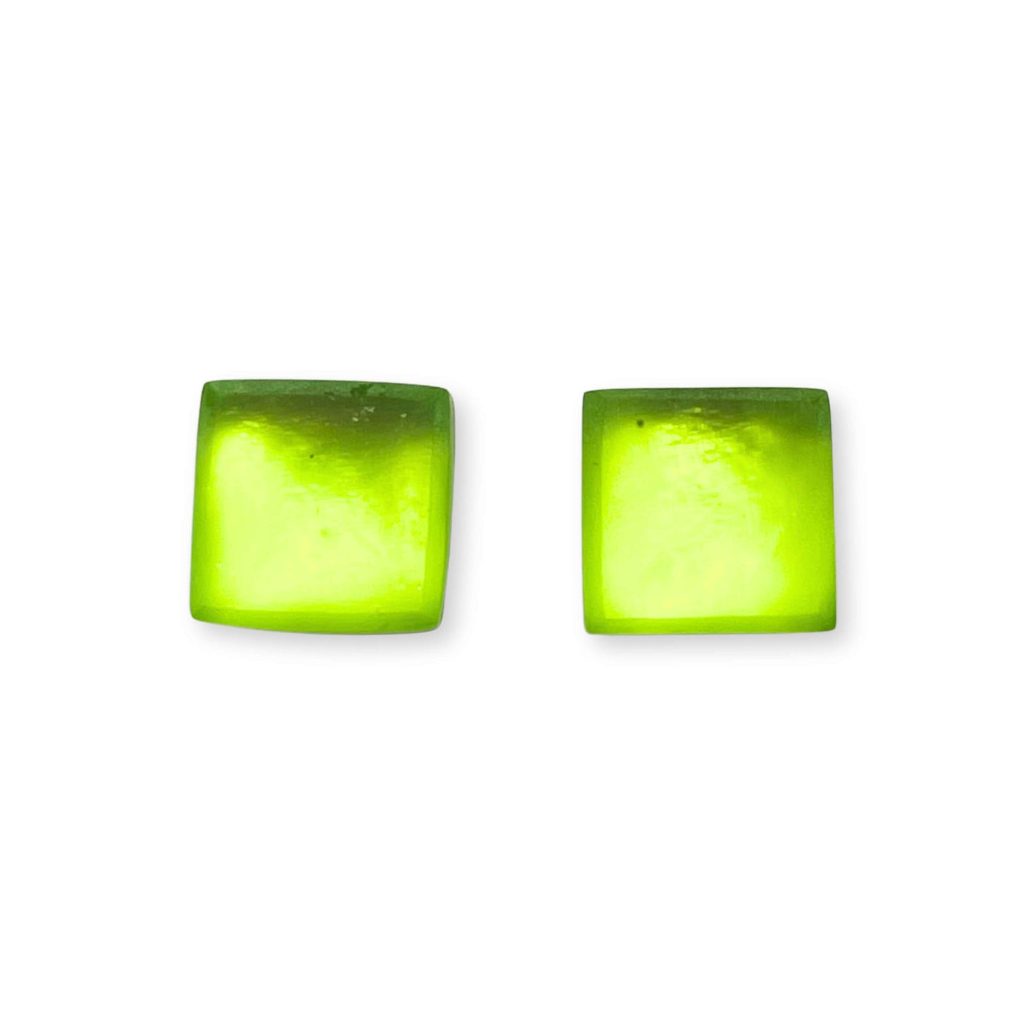 Kiwi Square Buttons Matte Stud Earrings