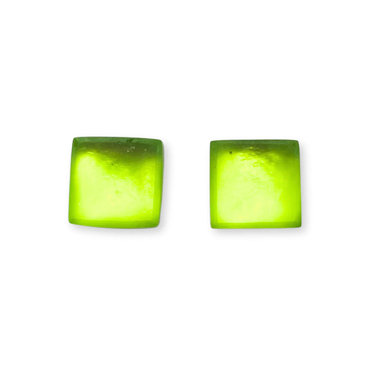 Kiwi Square Buttons Matte Stud Earrings