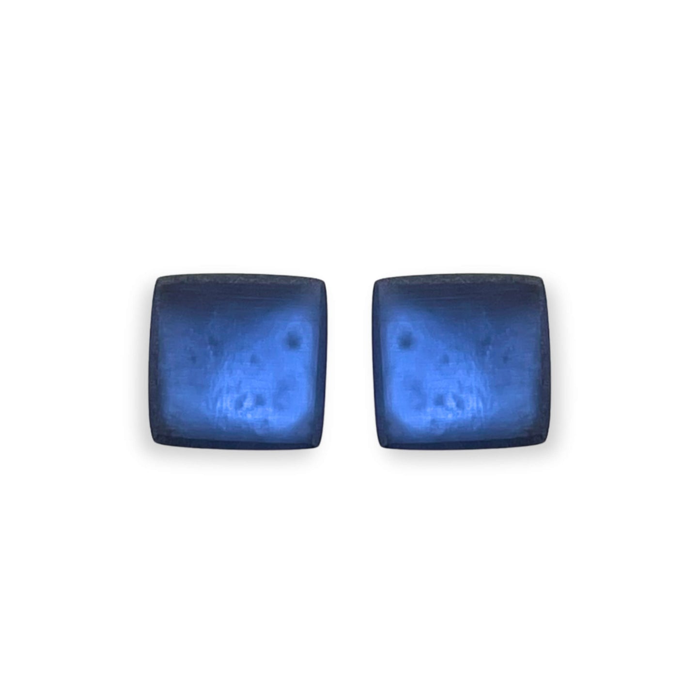 Navy Square Buttons Matte Stud Earrings