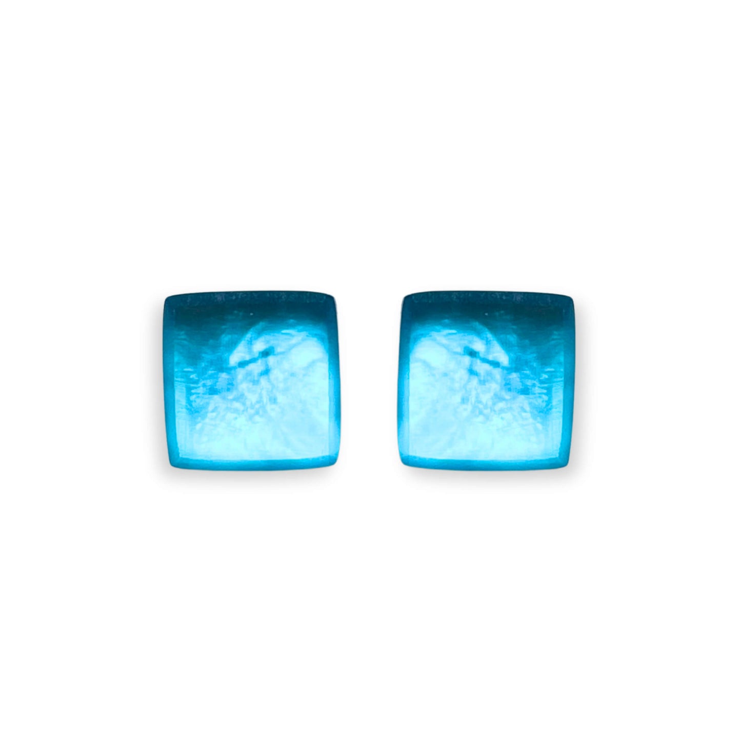 Ocean Square Buttons Matte Stud Earrings