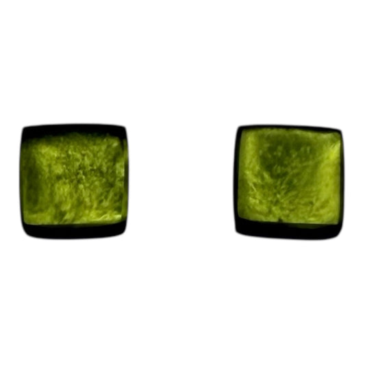 Pistachio Square Buttons Matte Stud Earrings | The Jewellery Stop