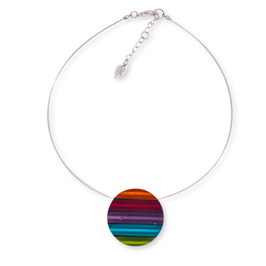 Rainbow Geometric Circles Matte Pendant