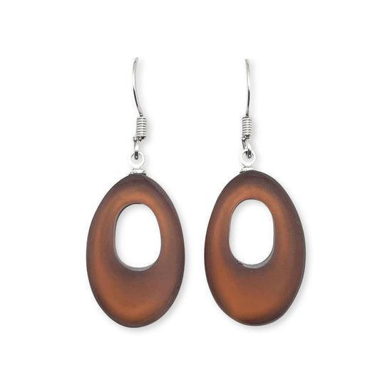 Nougat Hollow Nuggets Matte Fish Hook Earrings