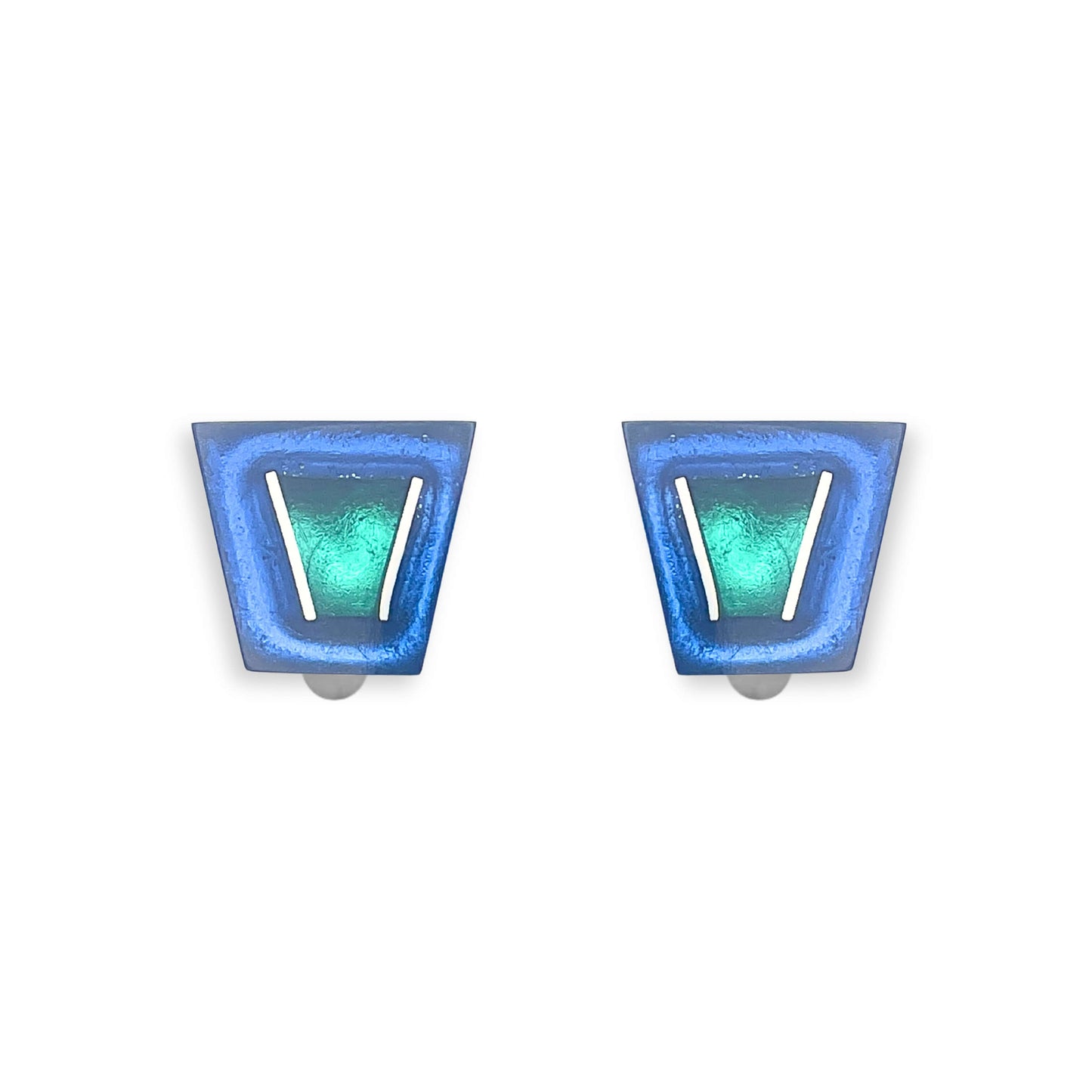 Pacific Aluminium Triangles Shiny Clip Earrings