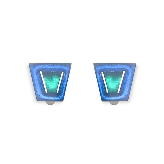 Pacific Aluminium Triangles Shiny Clip Earrings