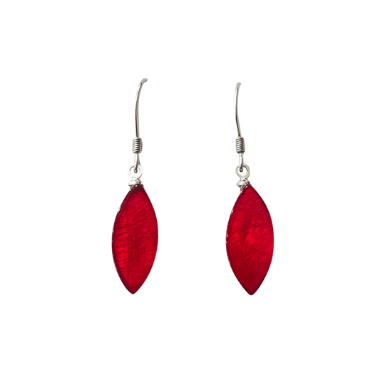 Red Petal Shiny Fish Hook Earrings | The Jewellery Stop