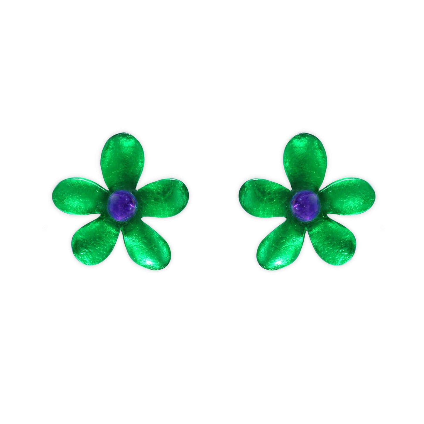 Aurora Flower Shiny Stud Earrings | The Jewellery Stop