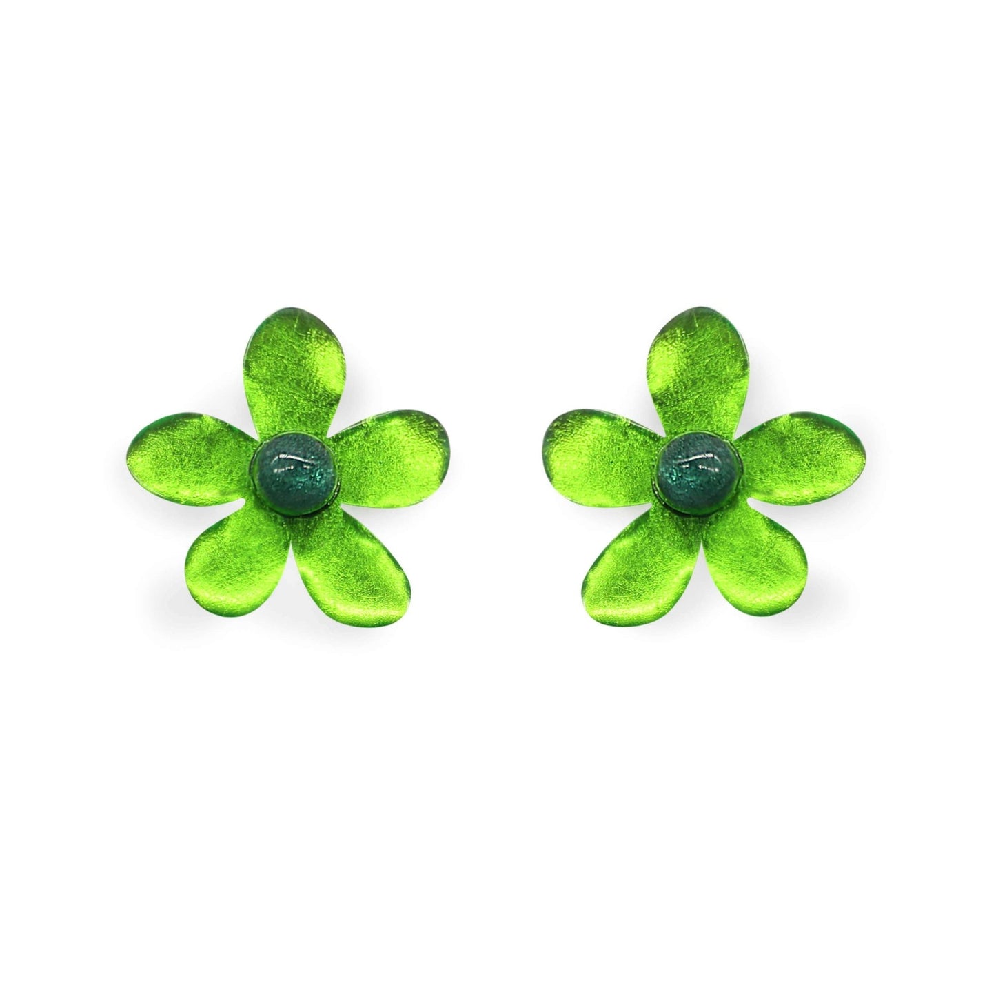 Lime Flower Shiny Stud Earrings | The Jewellery Stop