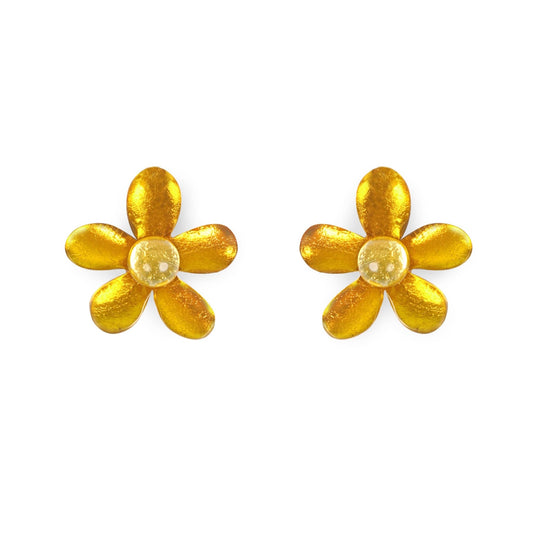 Palomino Flower Shiny Stud Earrings | The Jewellery Stop
