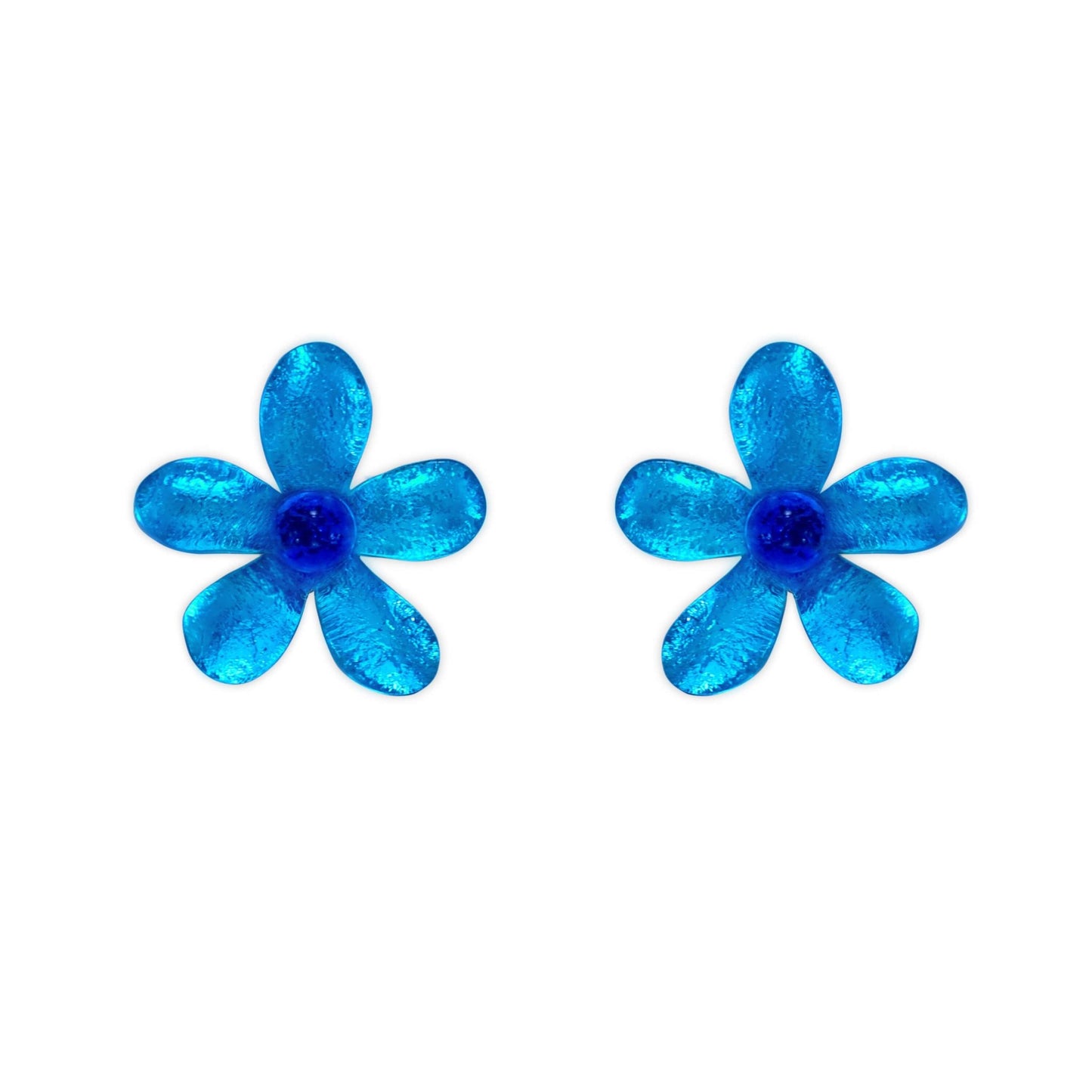 Turquoise Flower Shiny Stud Earrings | The Jewellery Stop