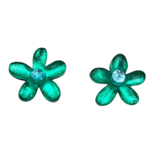 Mint Flower Shiny Stud Earrings | The Jewellery Stop